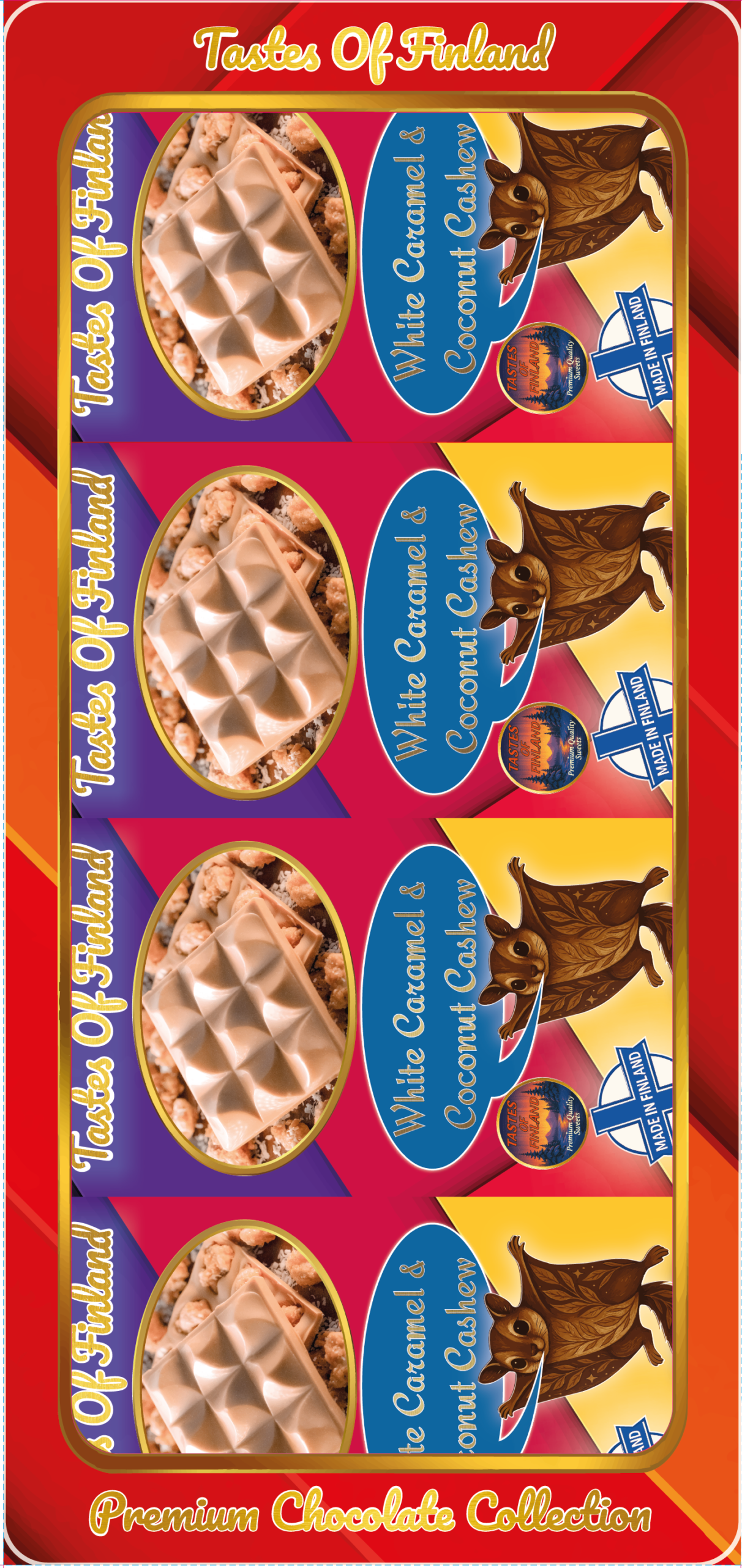 Caramel White Chocolate Box (4 Bars) Coconut & Cashews - Image 1