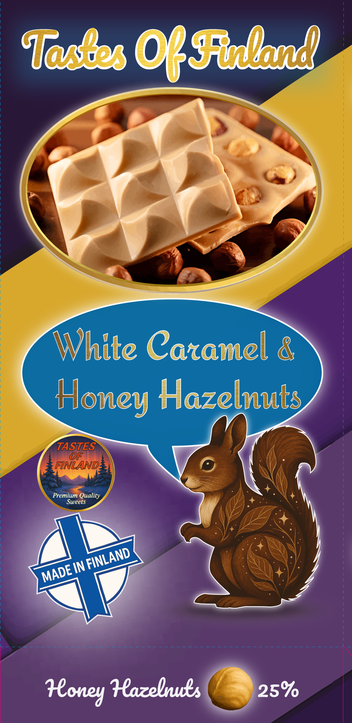 Caramel White Chocolate & Honey Hazelnuts, 4x100g - Image 1