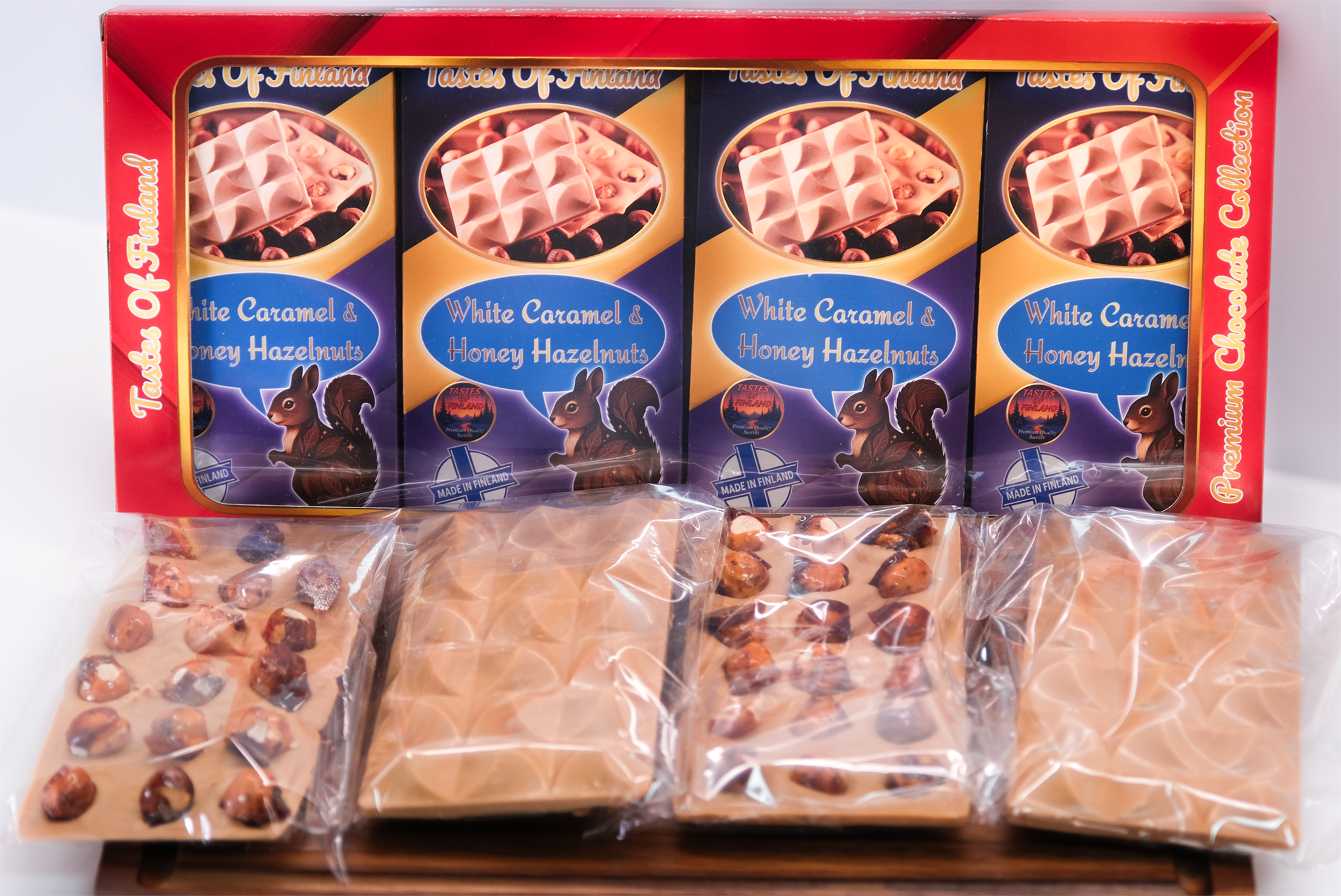 Caramel White Chocolate & Honey Hazelnuts, 4x100g - Image 2