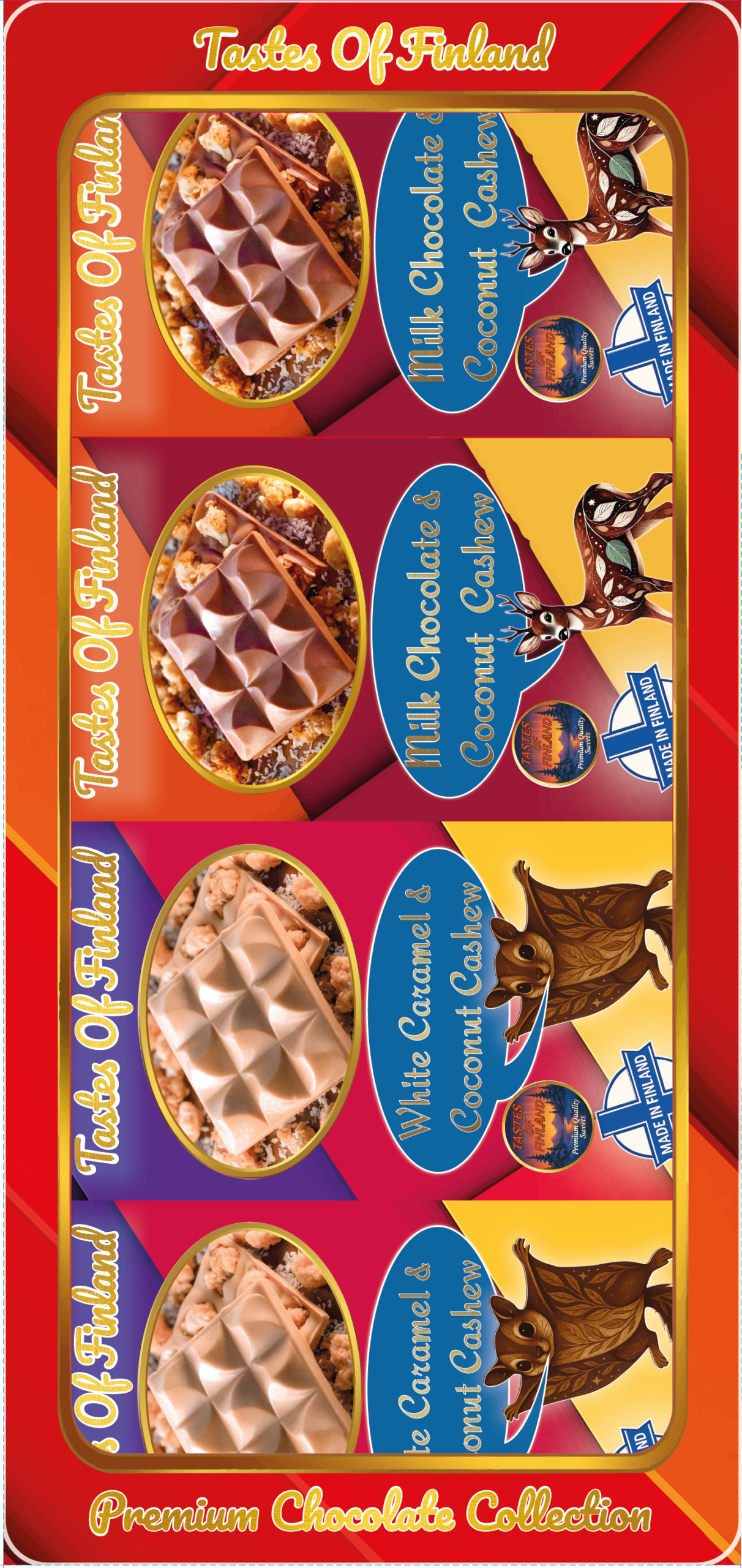 Coconut Cashew Caramel White & Milk Chocolate Box (4 Bars) - Image 1
