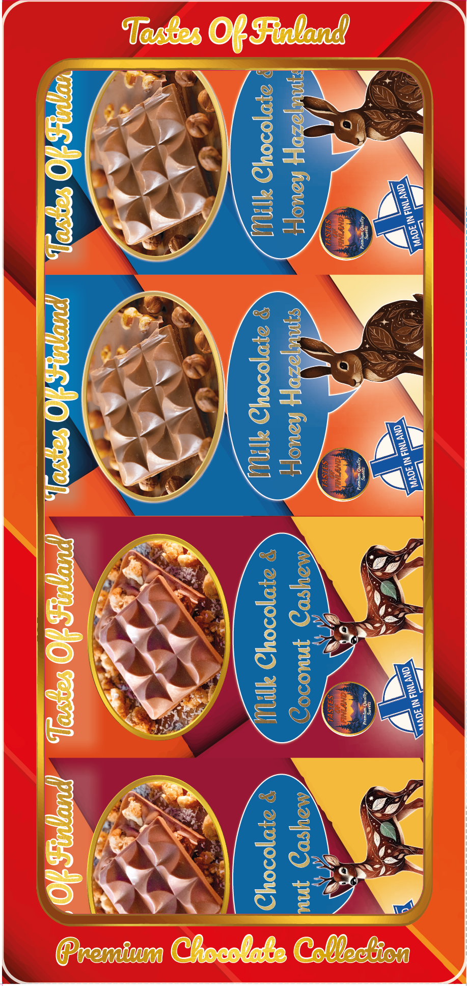 Milk Chocolate Box (4 Bars) Honey Hazelnut & Coconut Cashews - Image 1
